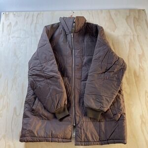 Vintage 80s Sparetime Coat Mens XL Brown Quilted Sherpa Lined Full Zip Parka